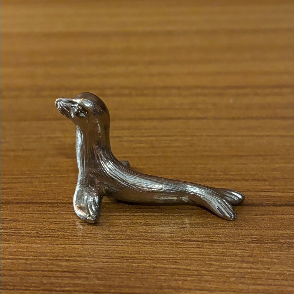 Vintage Miniature Pewter Seal 1.5” x 2”L  Marked
